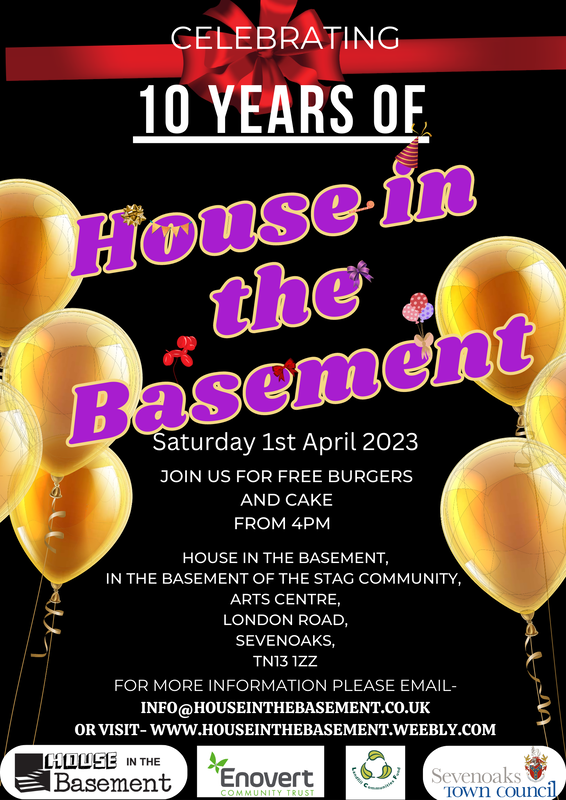 a poster advertising House in the basement 10 year anniversary party- 2023.