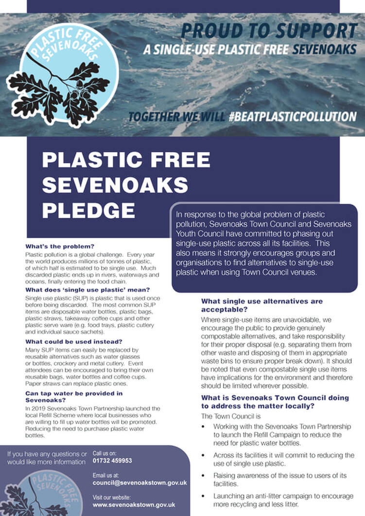 A poster detailing Sevenoaks Plastic Pledge.
