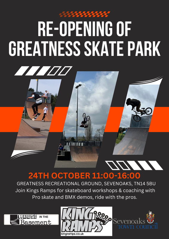 a Poster advertising the Re-Opening of the Greatness Skate Park- 2023.