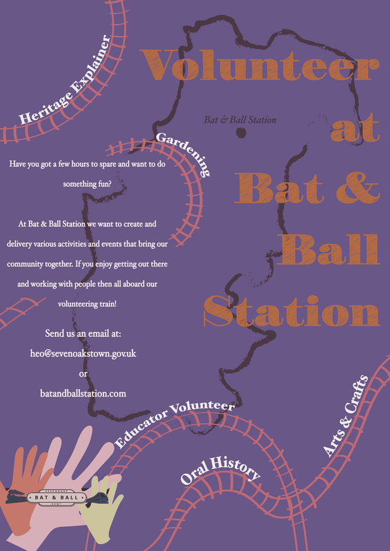 A poster for Volunteering opportunities at Bat & Ball Station